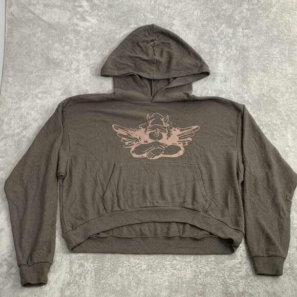 Boys Lie Hoodie Women One Size Oversized Angel Pullover Crop Burn The Bridge OSO - Picture 1 of 11